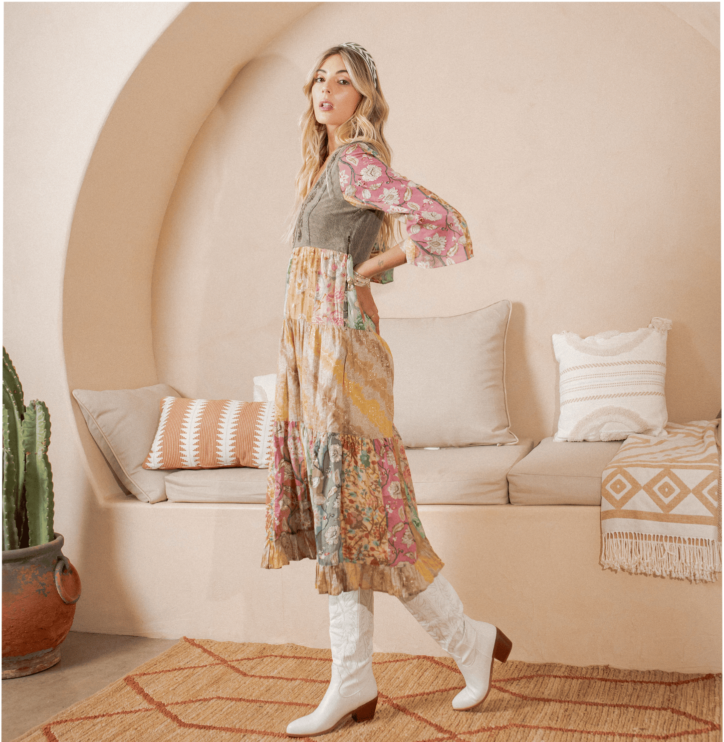 Boho Patchwork Dream Midi Dress