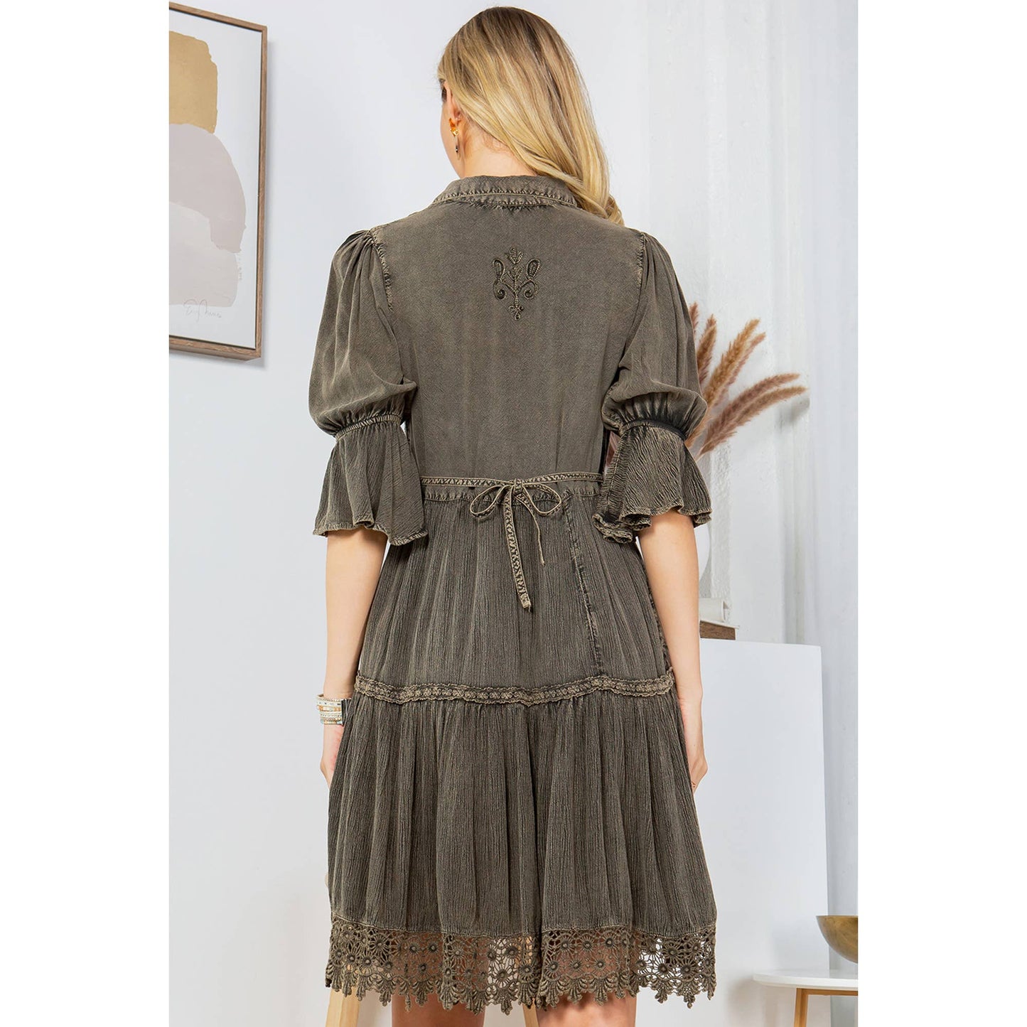 Whimsical Charm Stone-Washed Babydoll Dress
