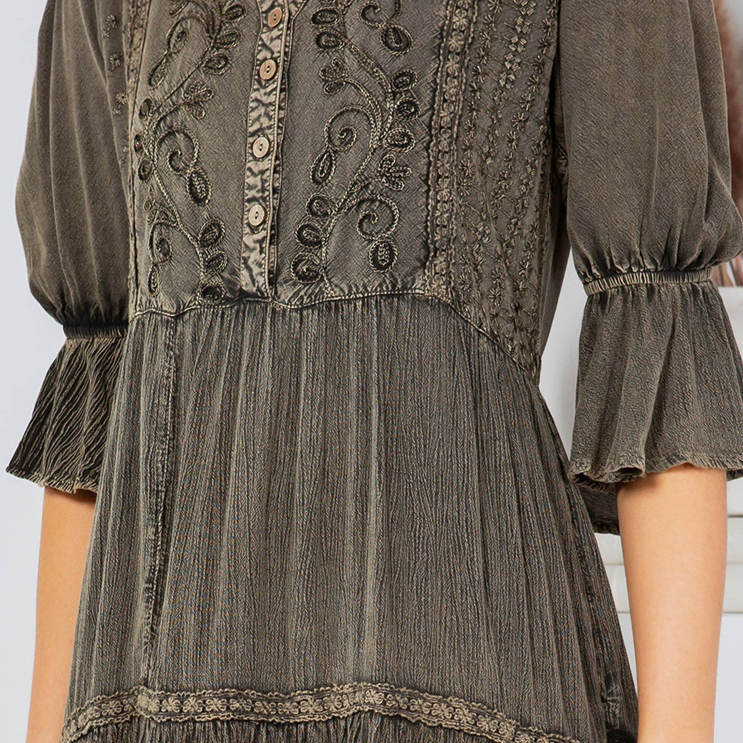 Whimsical Charm Stone-Washed Babydoll Dress