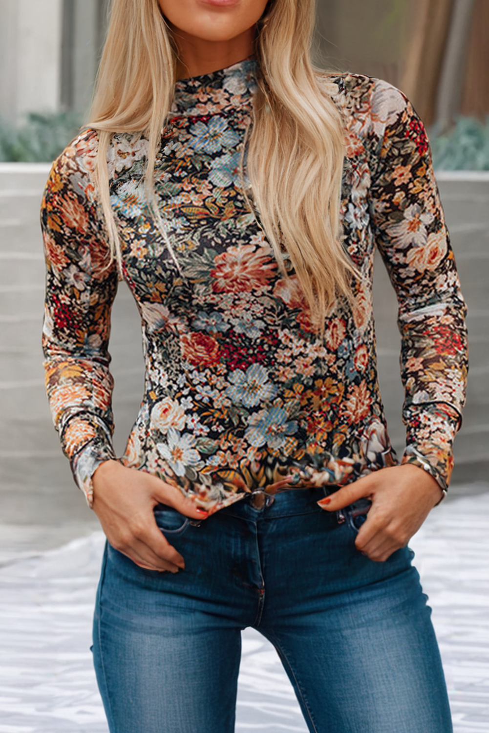 Autumn Bloom Mesh Blouse