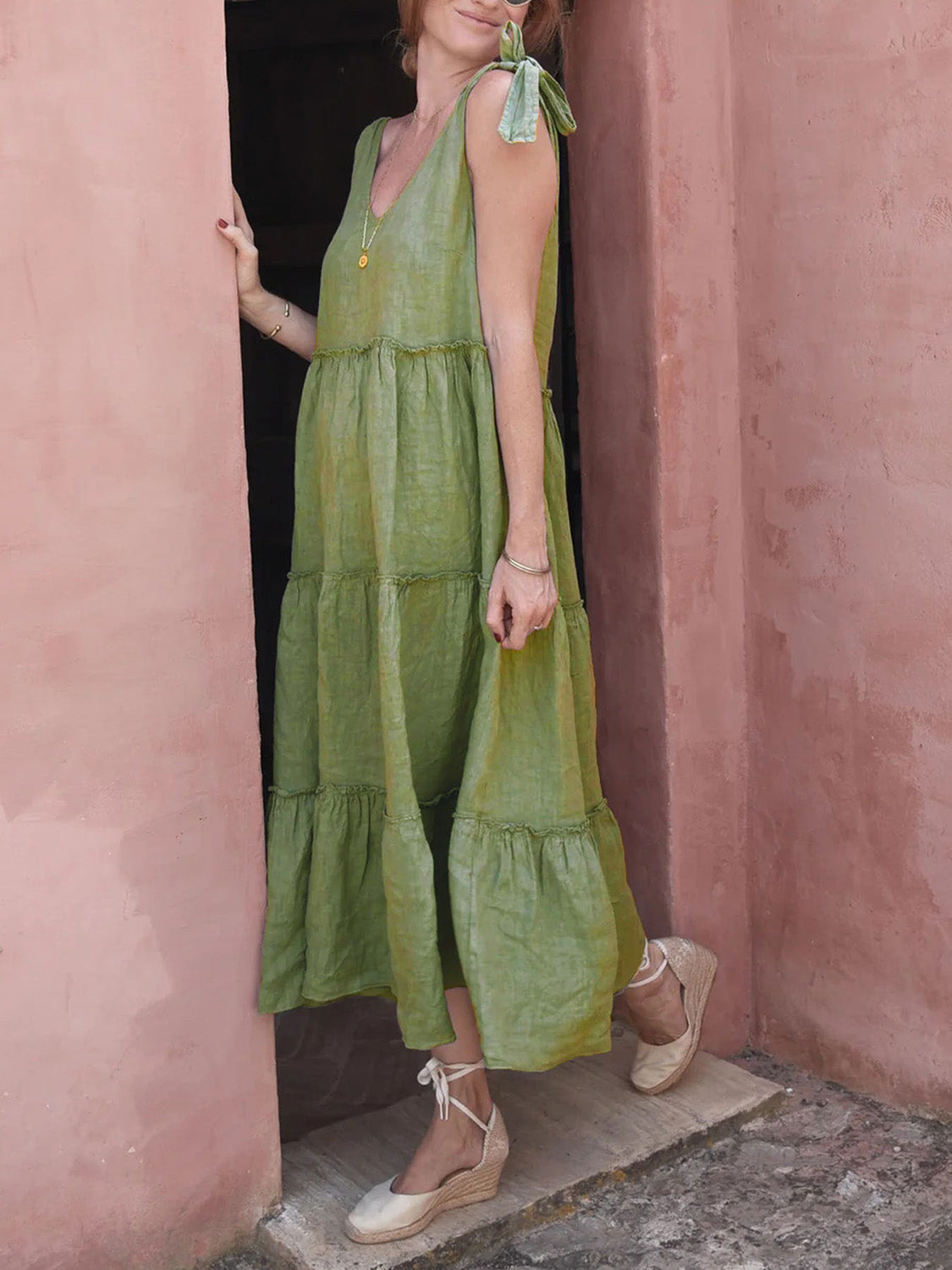 Sage Serenity Tiered Dress