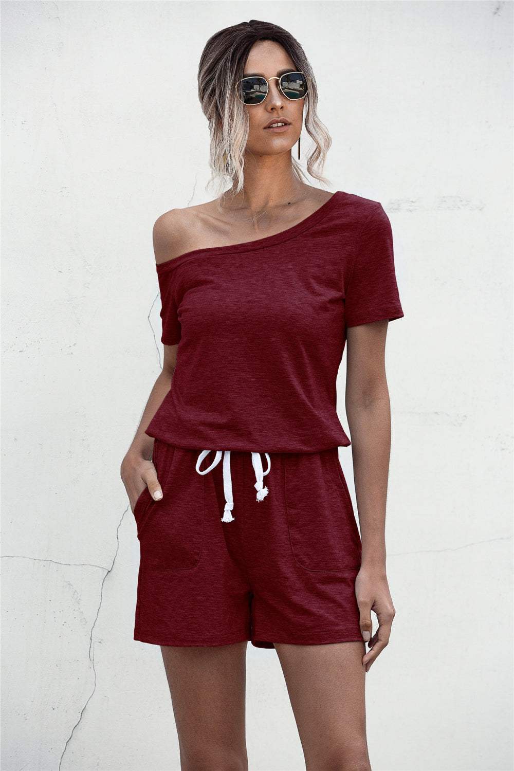 Romper One Shoulder Tie Waist