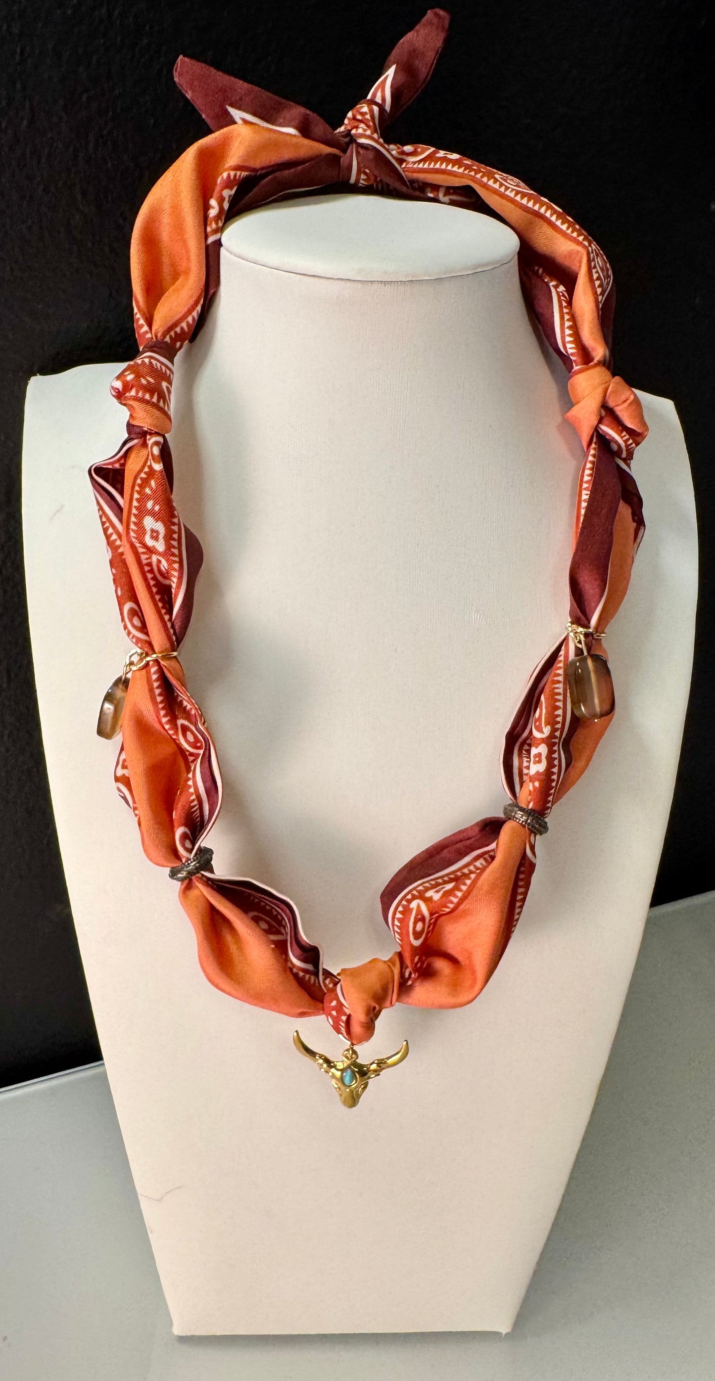 Rust Canyon Longhorn Scarf Charm Necklace