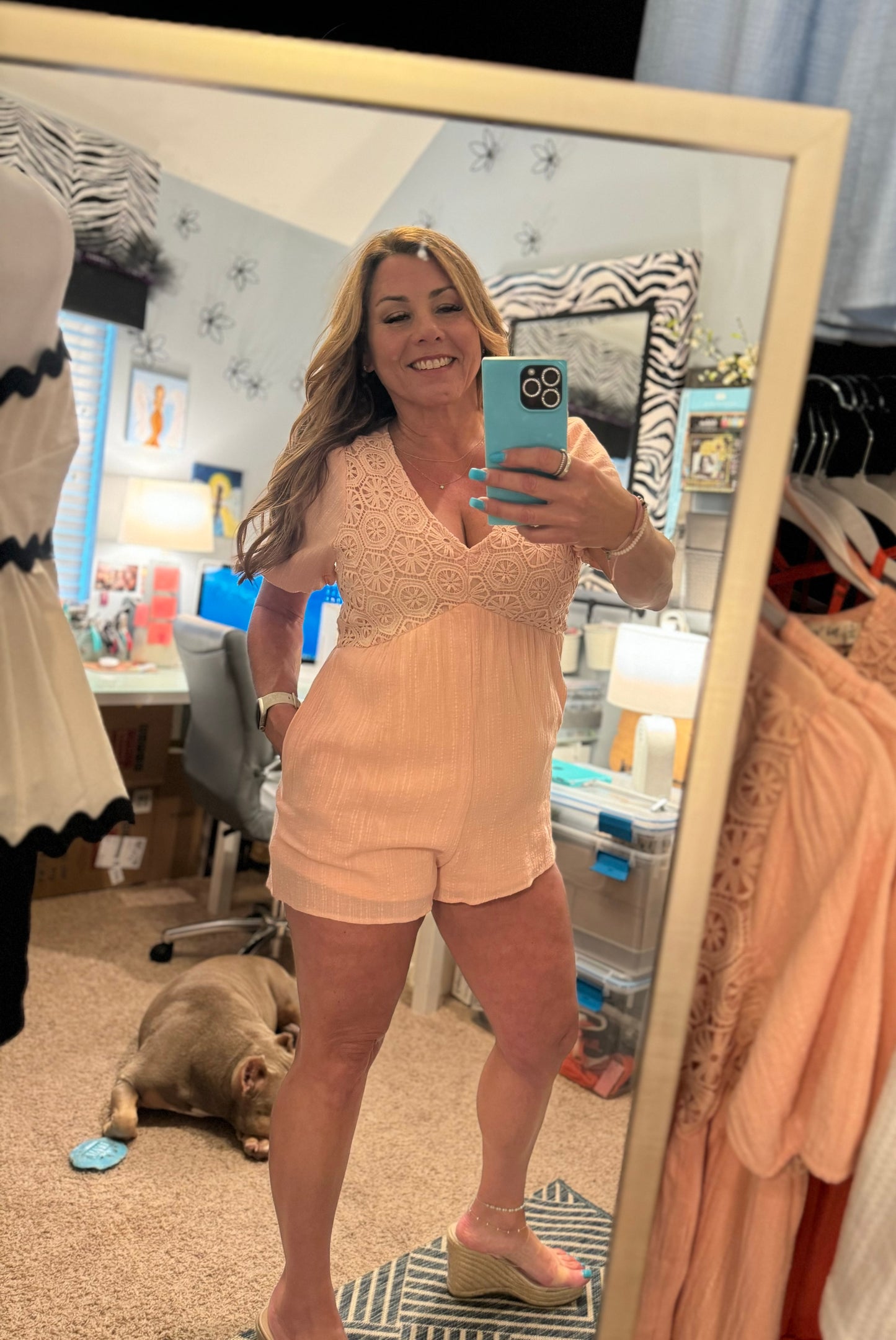 Blush Elegance Lace Romper