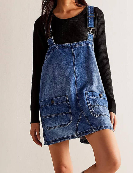 UrbanEase Denim Overall Mini Dress