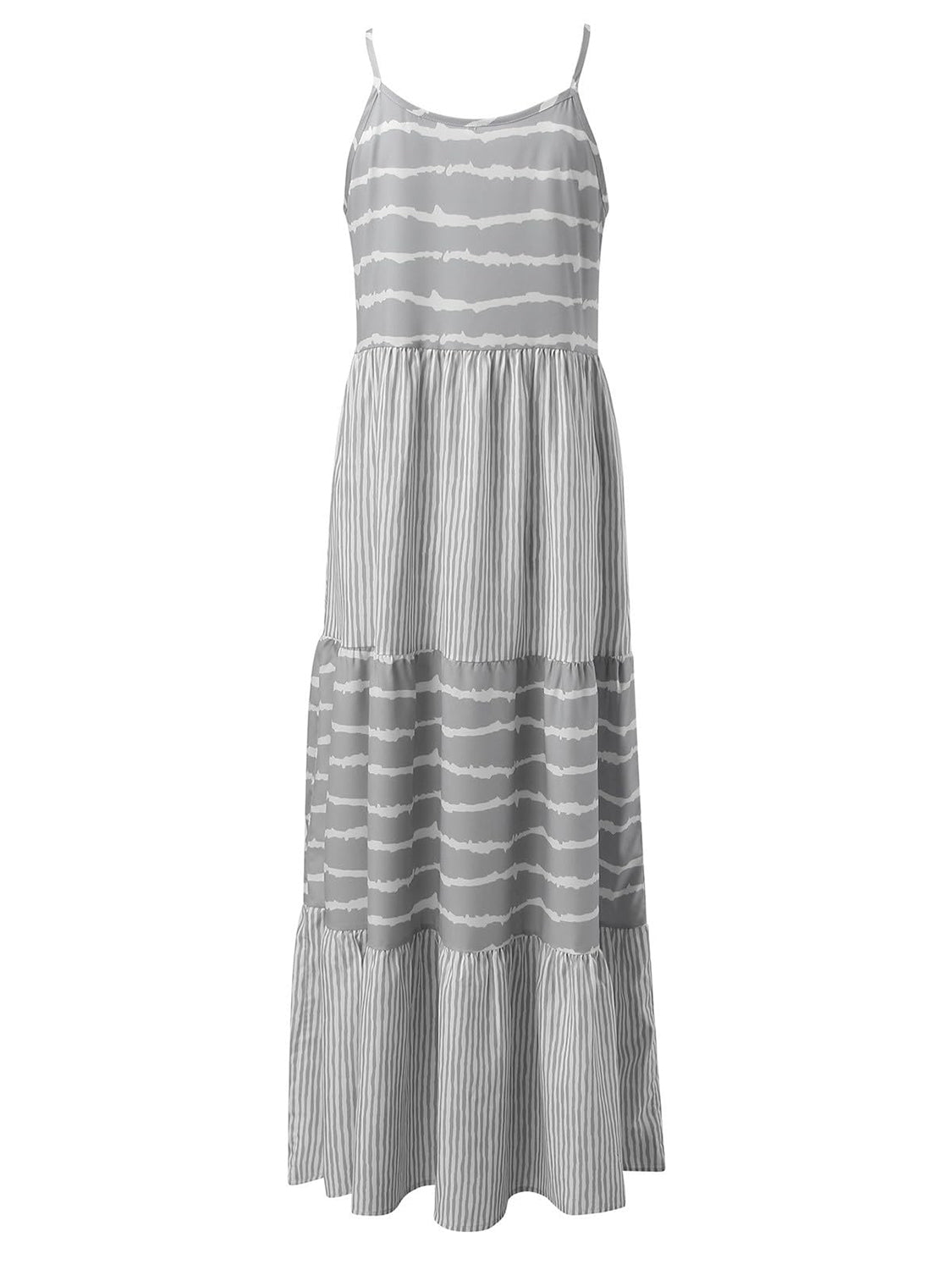 Cross Stripe Tiered Maxi Dress