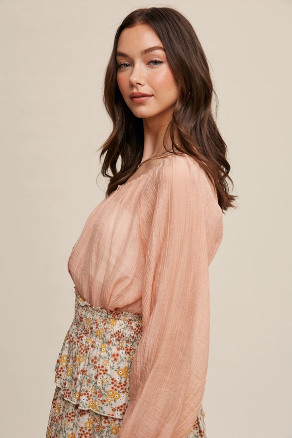 Blush Breeze Button-Down Blouse