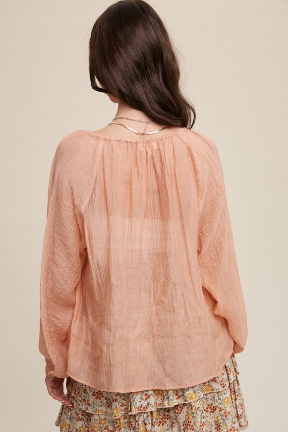Blush Breeze Button-Down Blouse