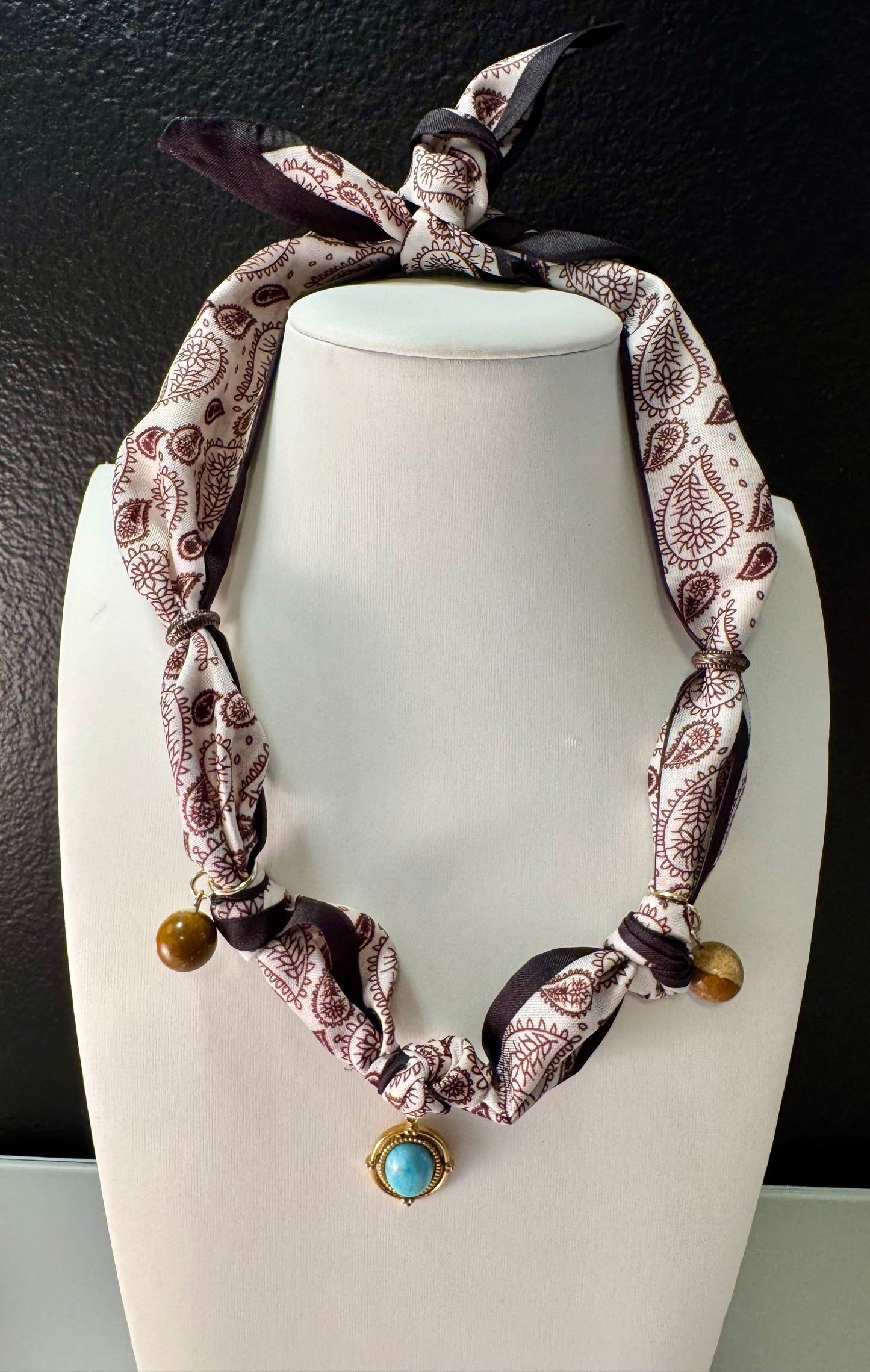 Espresso Trail Scarf Charm Necklace