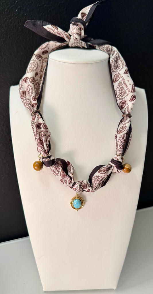 Espresso Trail Scarf Charm Necklace