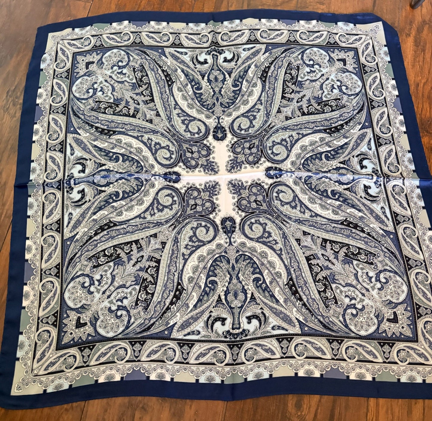 Midnight Paisley Satin Scarf