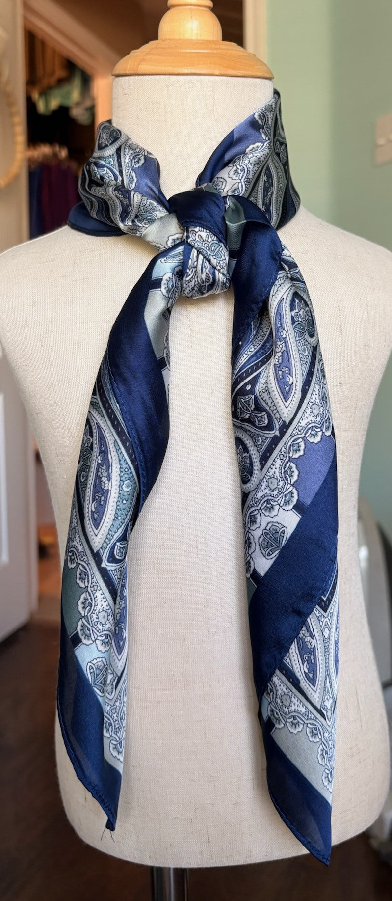 Midnight Paisley Satin Scarf