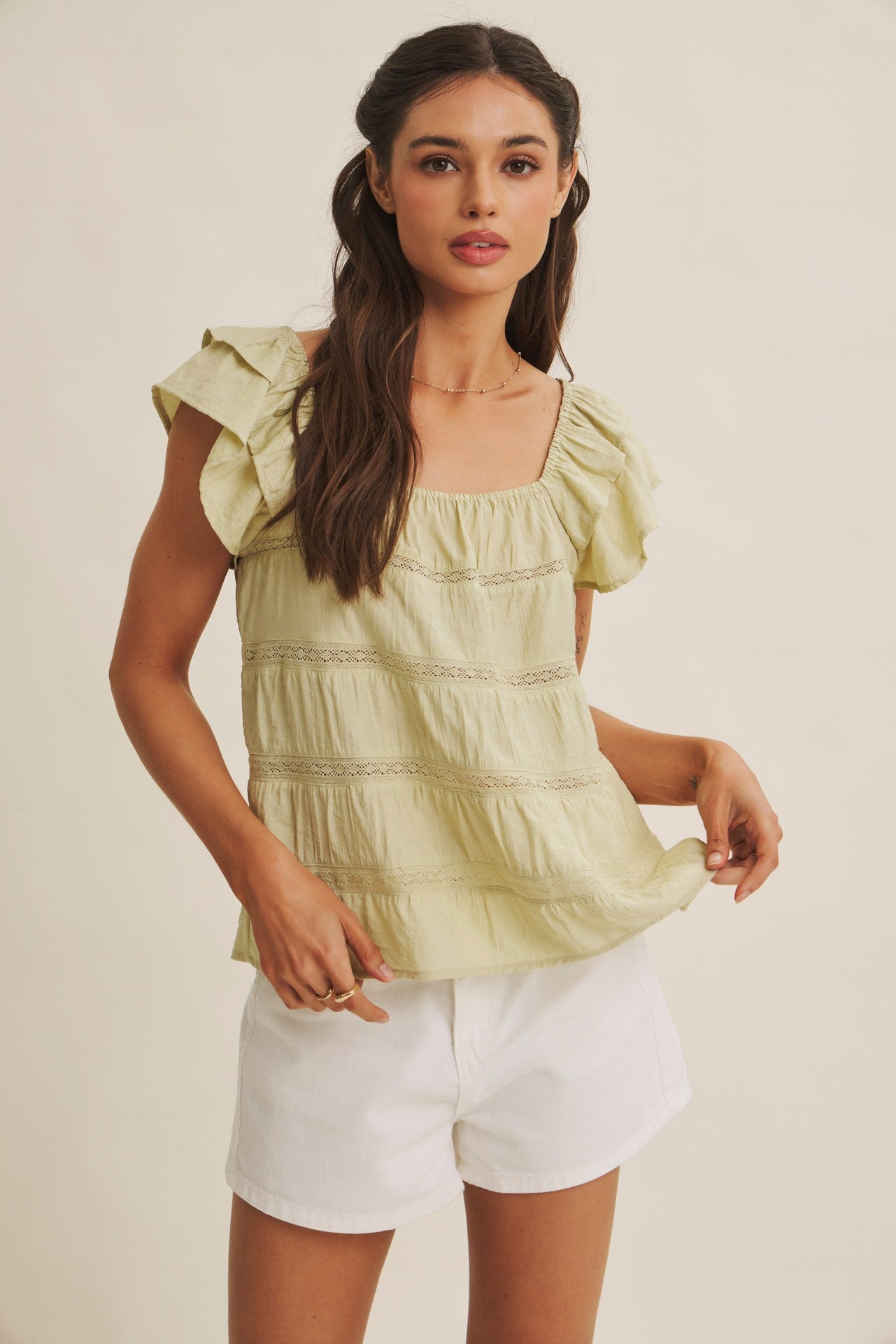 Sage Meadow Ruffle Tiered Top