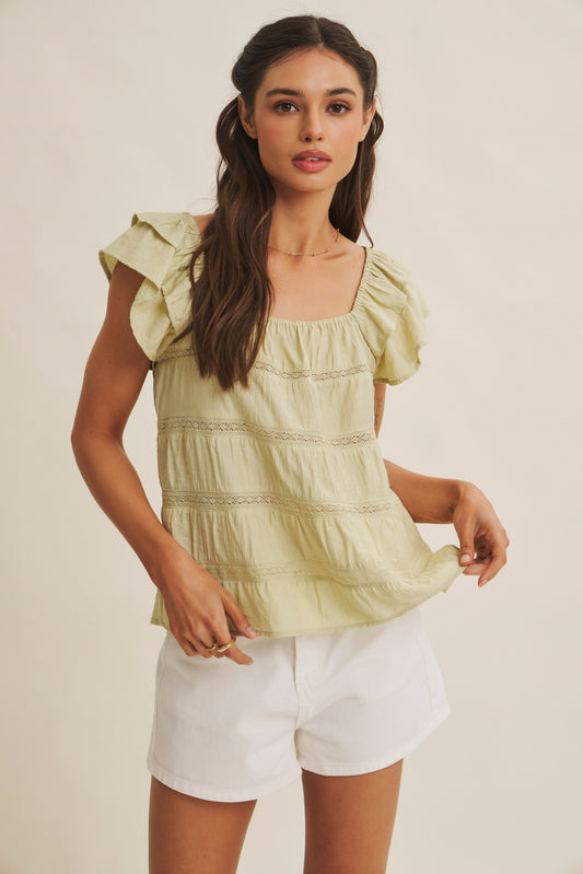 Sage Meadow Ruffle Tiered Top