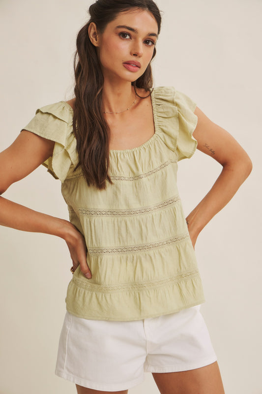 Sage Meadow Ruffle Tiered Top