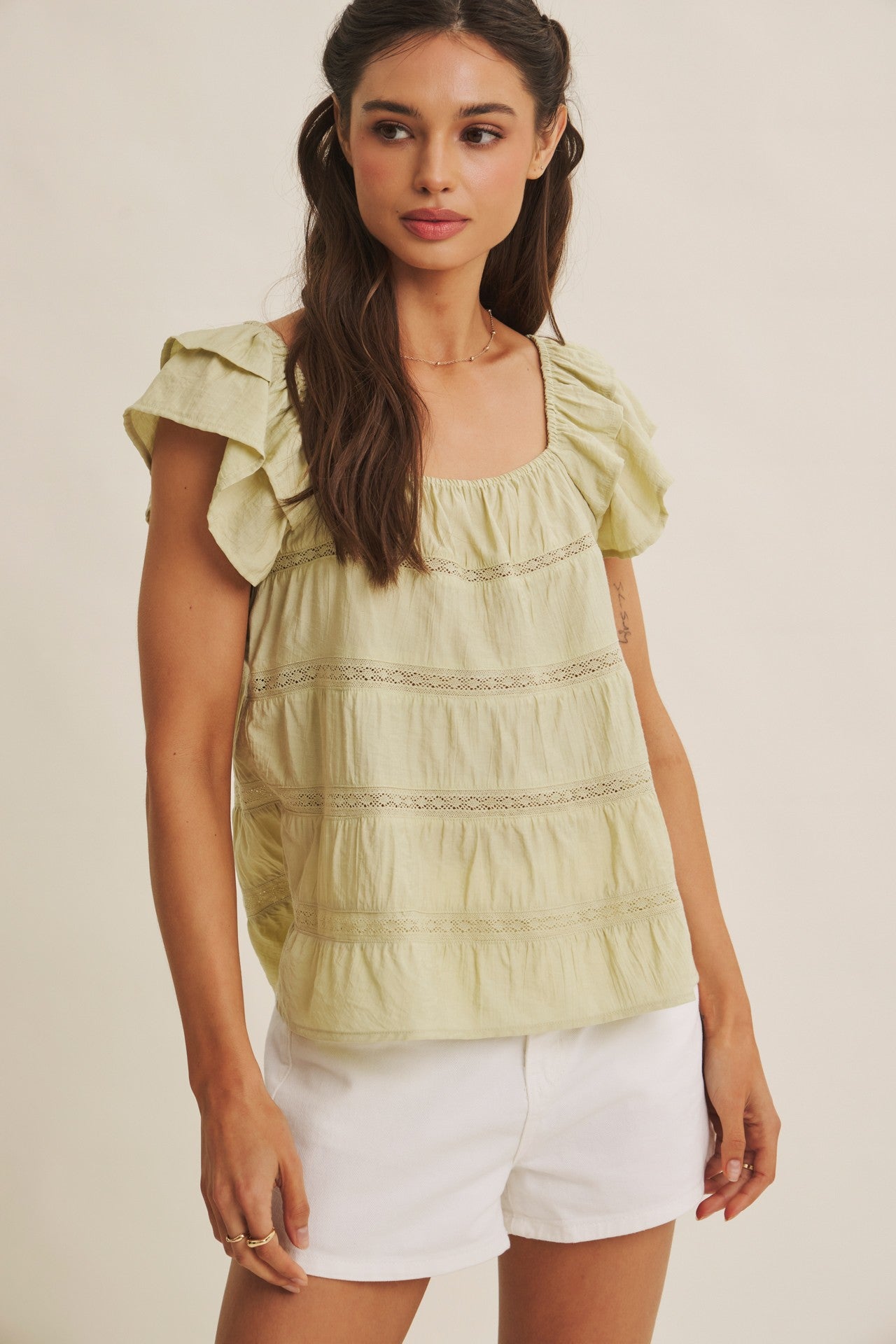 Sage Meadow Ruffle Tiered Top