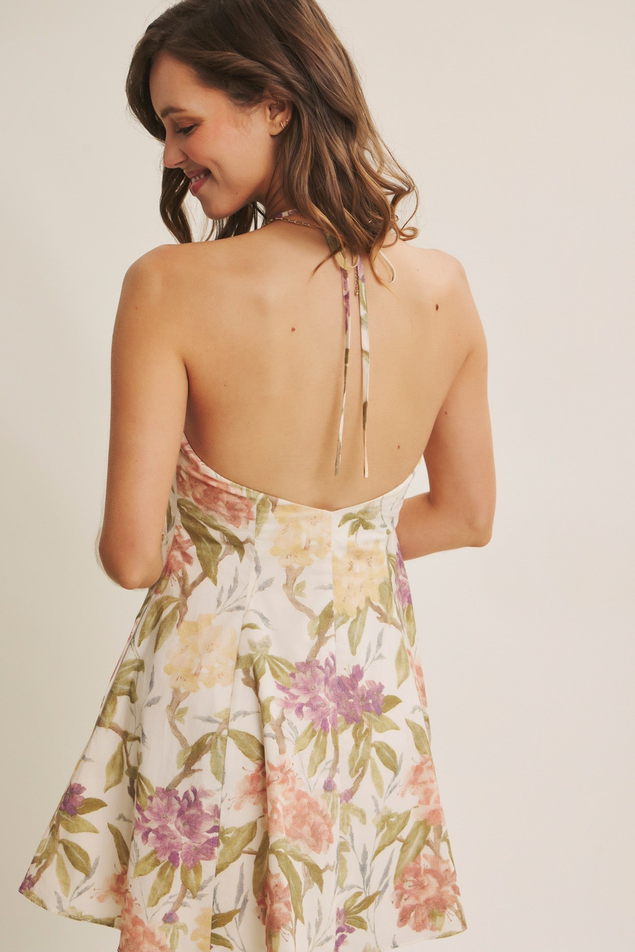 Garden Party Floral Halter Mini Dress