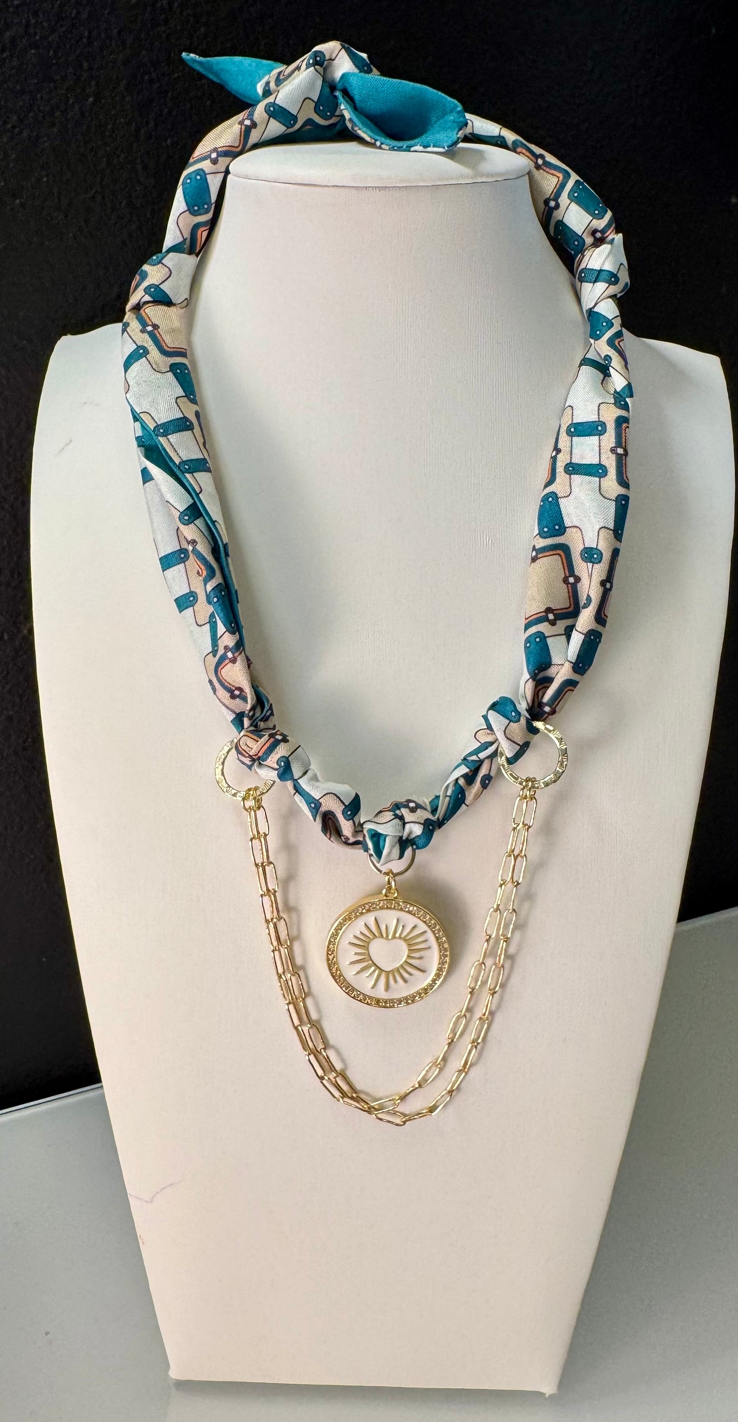 Coastal Heart Scarf Charm Necklace