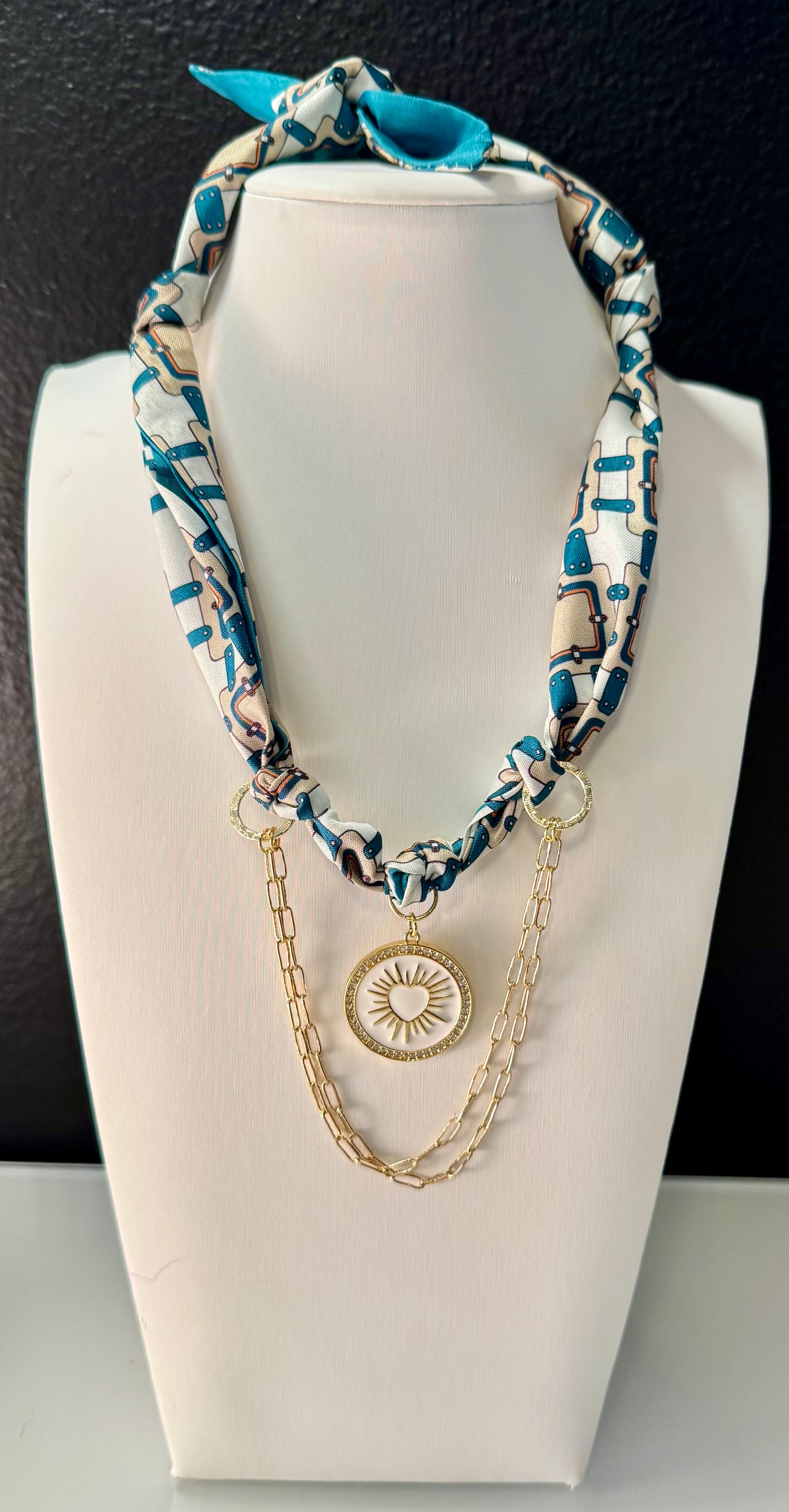 Coastal Heart Scarf Charm Necklace