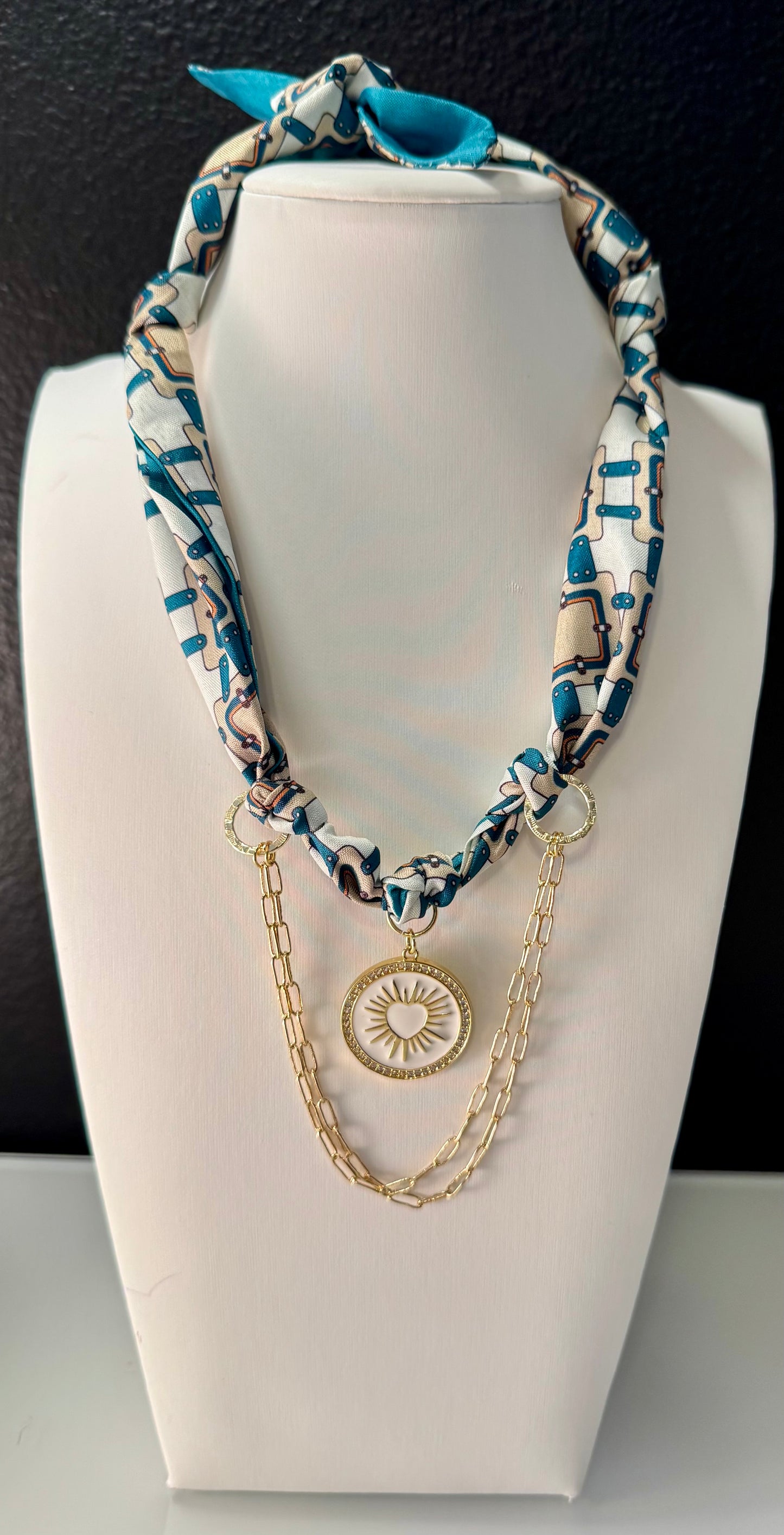 Coastal Heart Scarf Charm Necklace