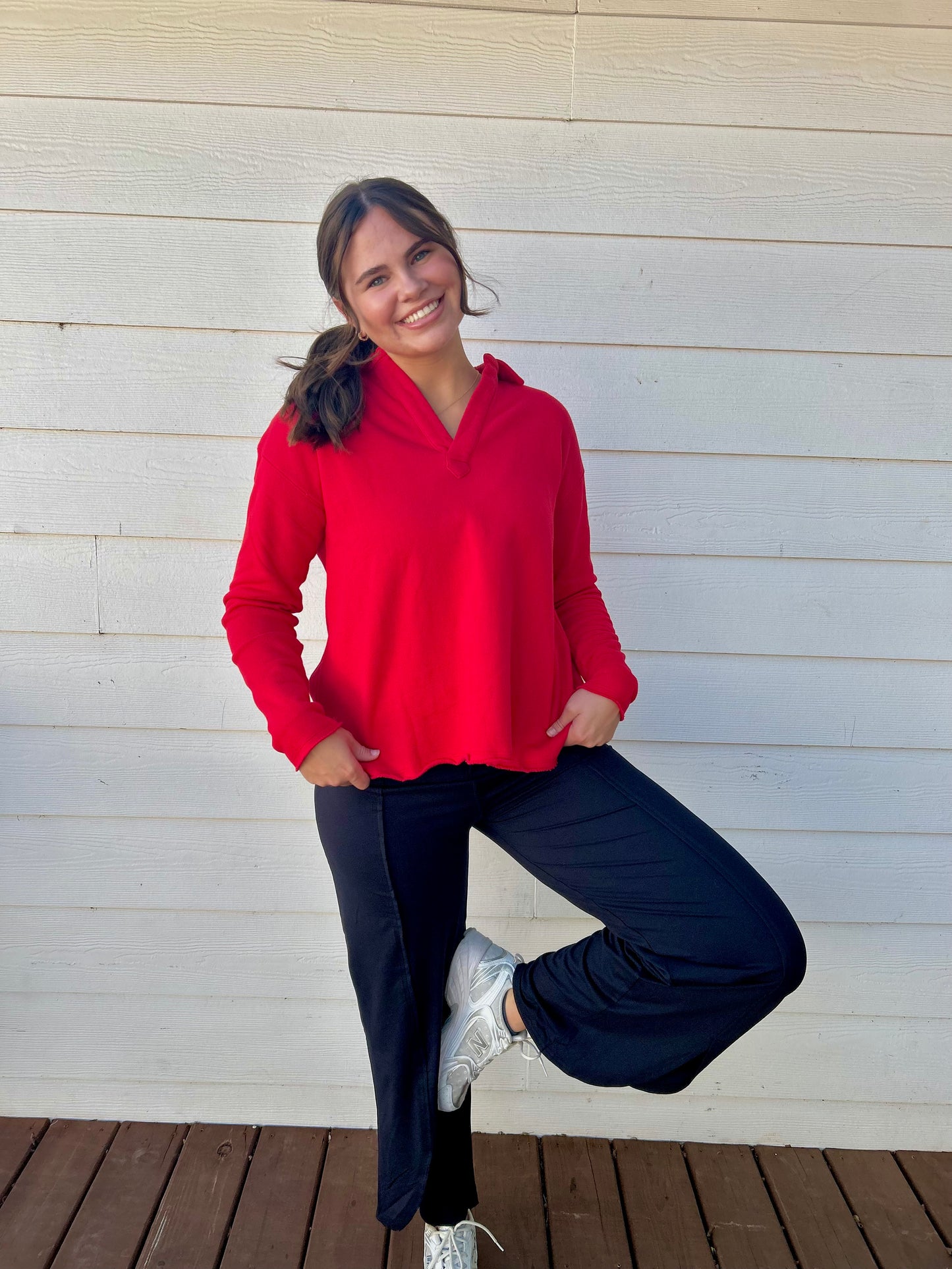 Malibu Vintage Henley Top – Cherry