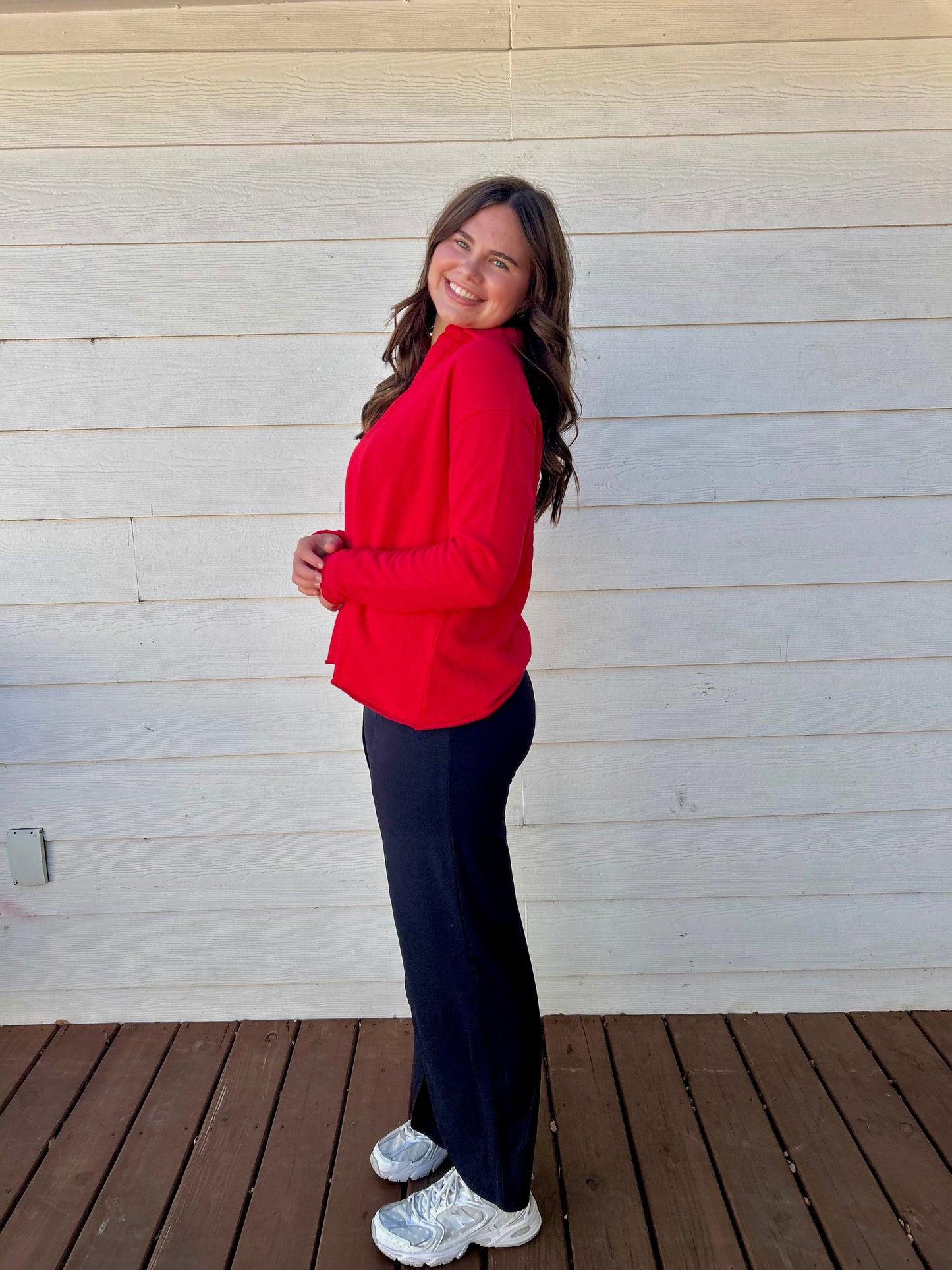 Malibu Vintage Henley Top – Cherry