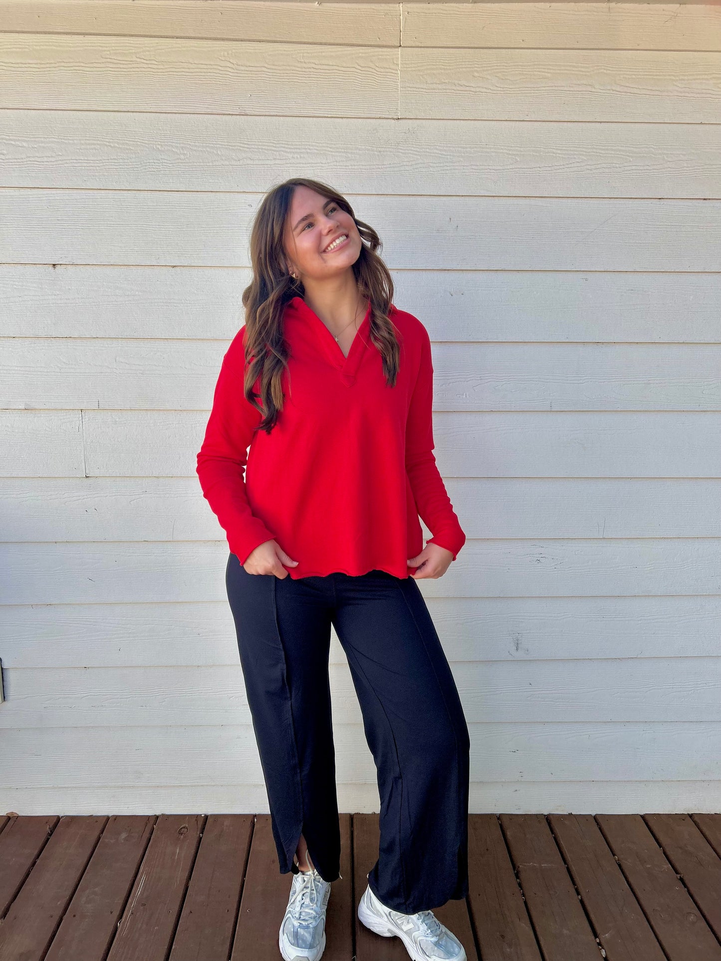 Malibu Vintage Henley Top – Cherry