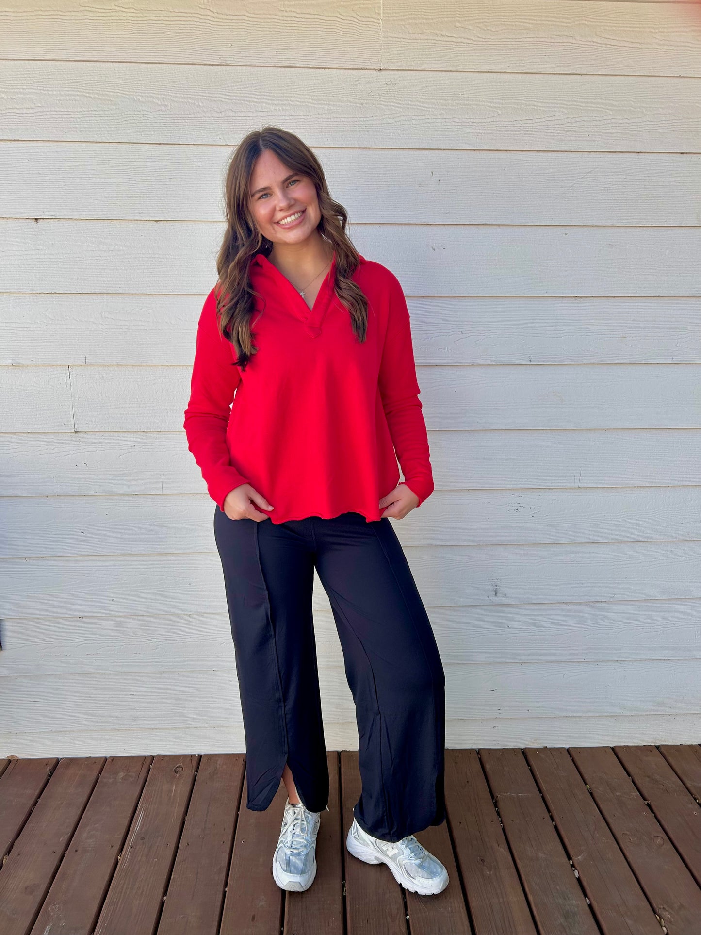 Malibu Vintage Henley Top – Cherry