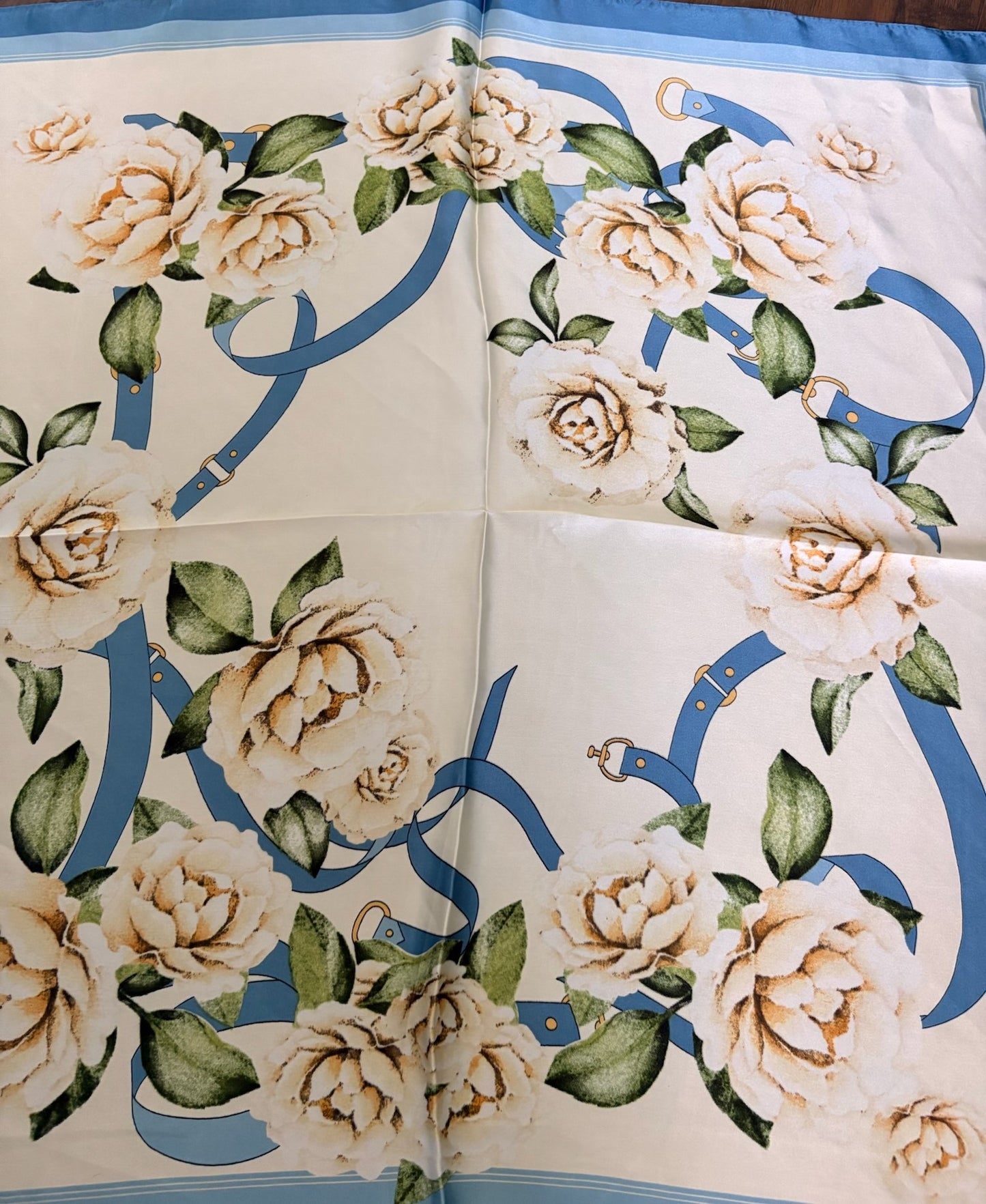 Blue Bloosom Satin Scarf
