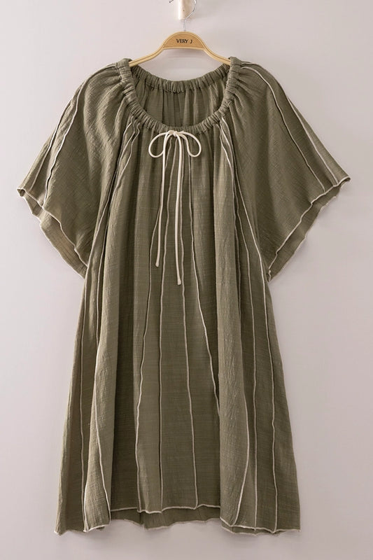 Olive Meadow Woven Mini Dress