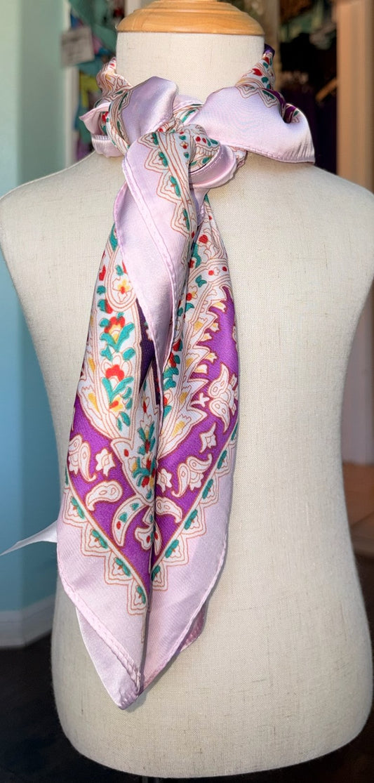 Pink Paisley Satin Scarf