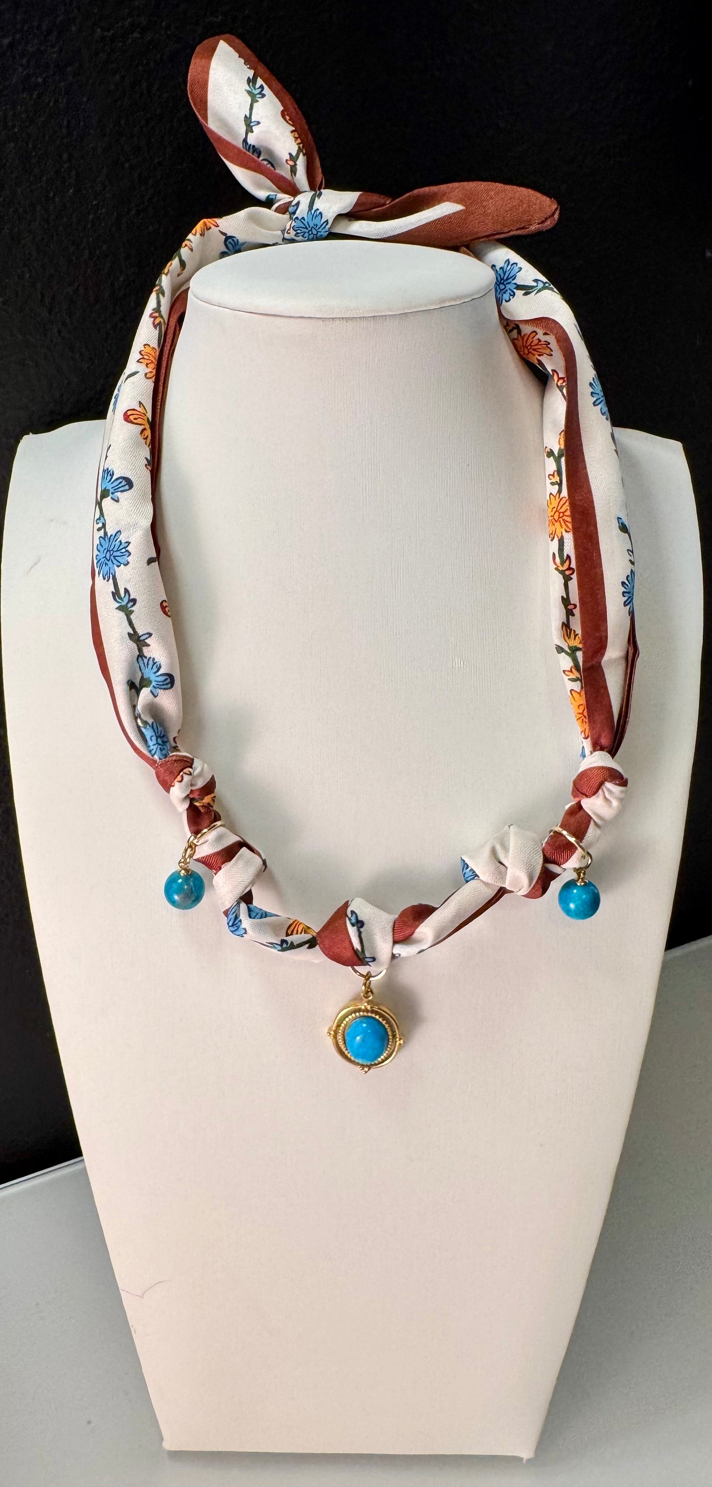 Rust Blossom Scarf Charm Necklace