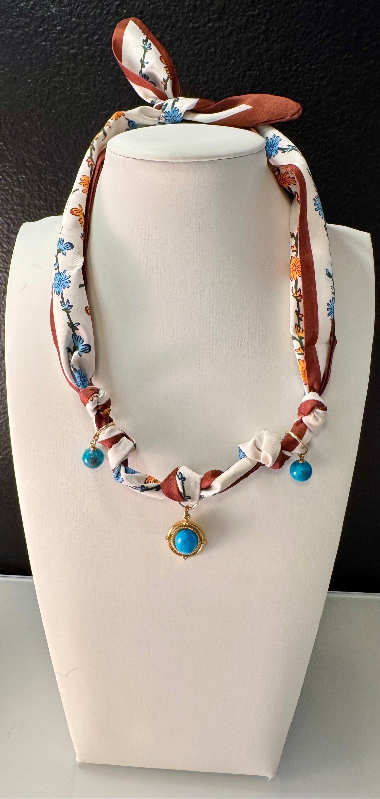 Rust Blossom Scarf Charm Necklace