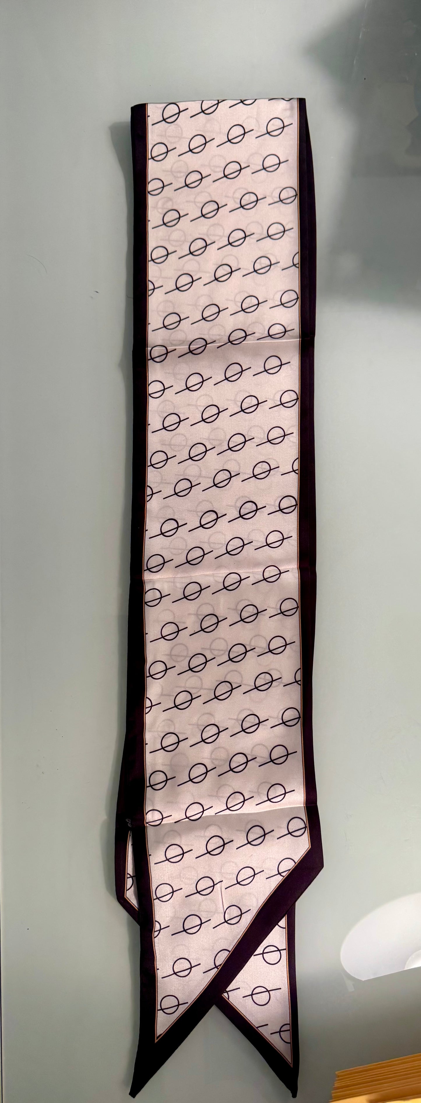 Saddle Lane Silk Scarf – Ivory & Espresso
