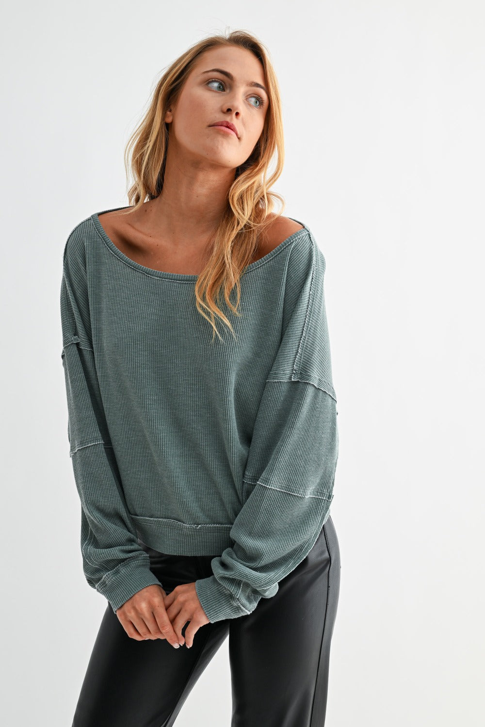 Laguna Waffle Knit Pullover – Silky Pine