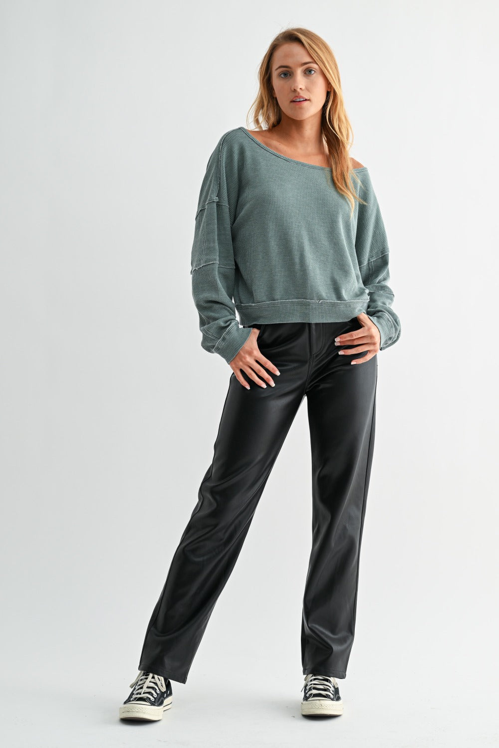 Laguna Waffle Knit Pullover – Silky Pine
