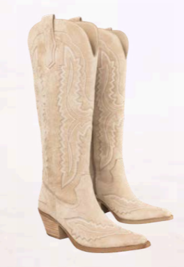 Tess Western Tall Boots – Beige