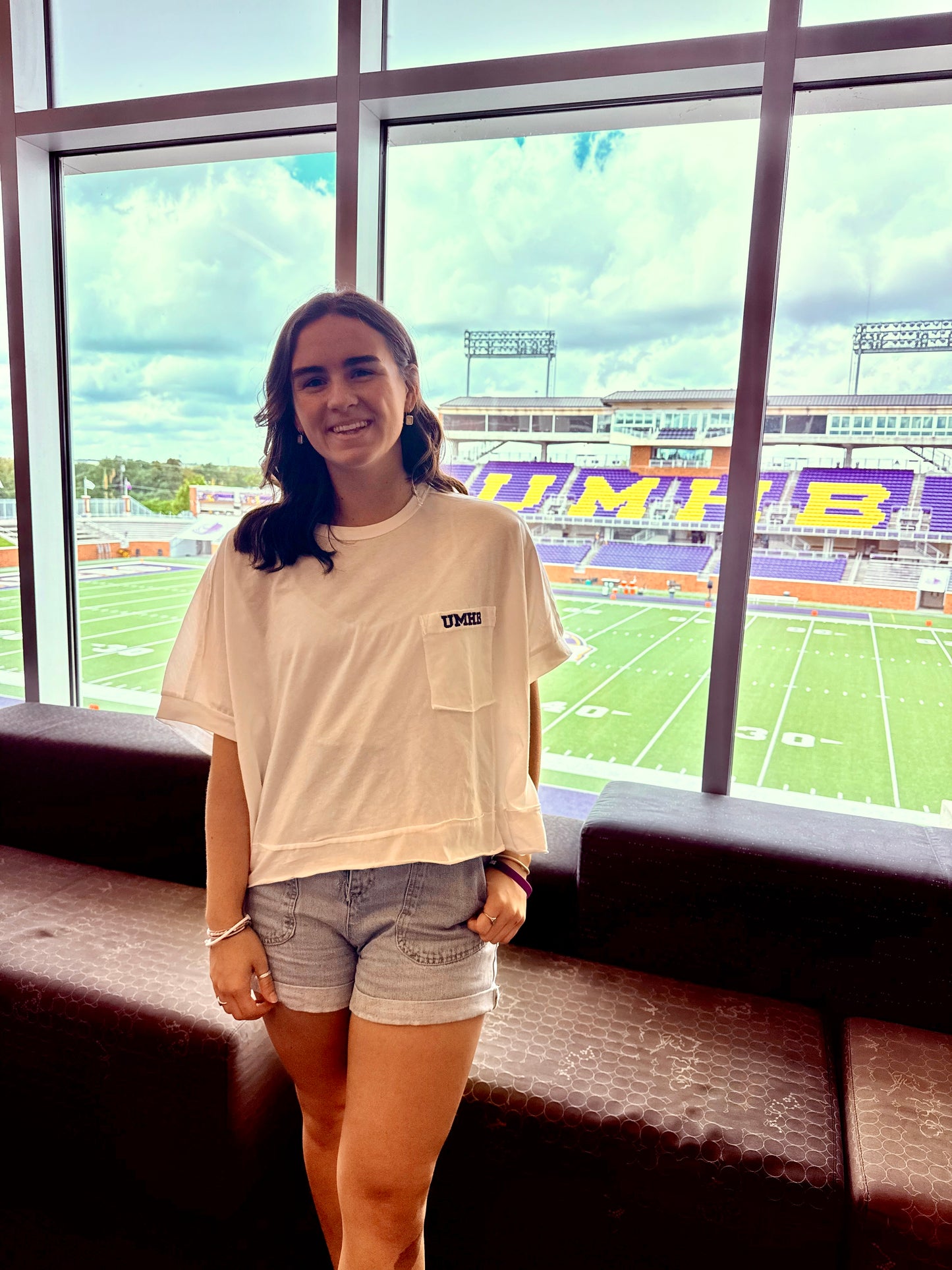 Off Duty Baby Tee – White (UMHB Embroidered)