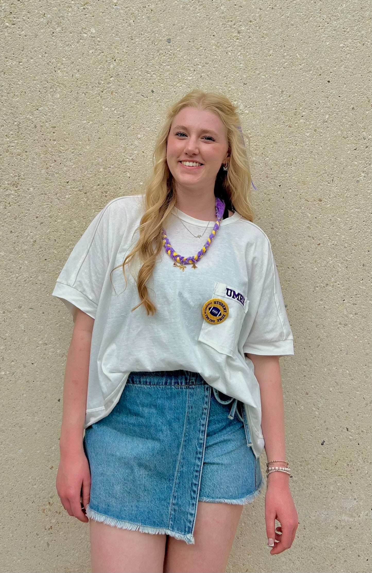 Off Duty Baby Tee – White (UMHB Embroidered)