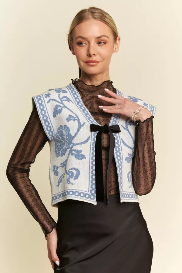 Blue Willow Tie-Front Vest