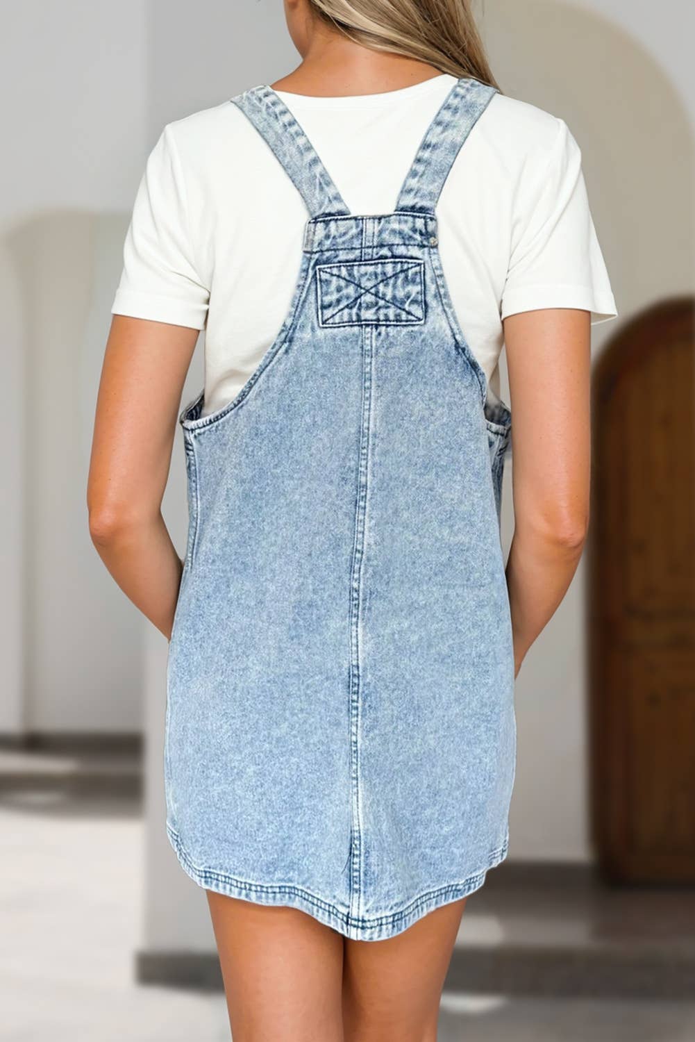 SweetStitch Denim Mini Overall Dress