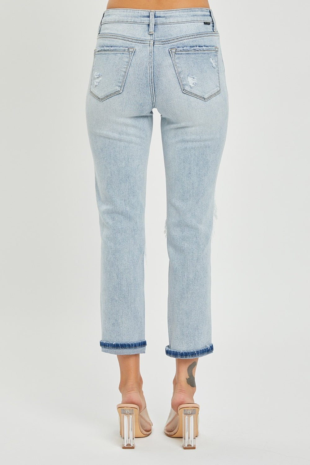 RISEN Sequin Sparkle Patch Mid-Rise Jeans