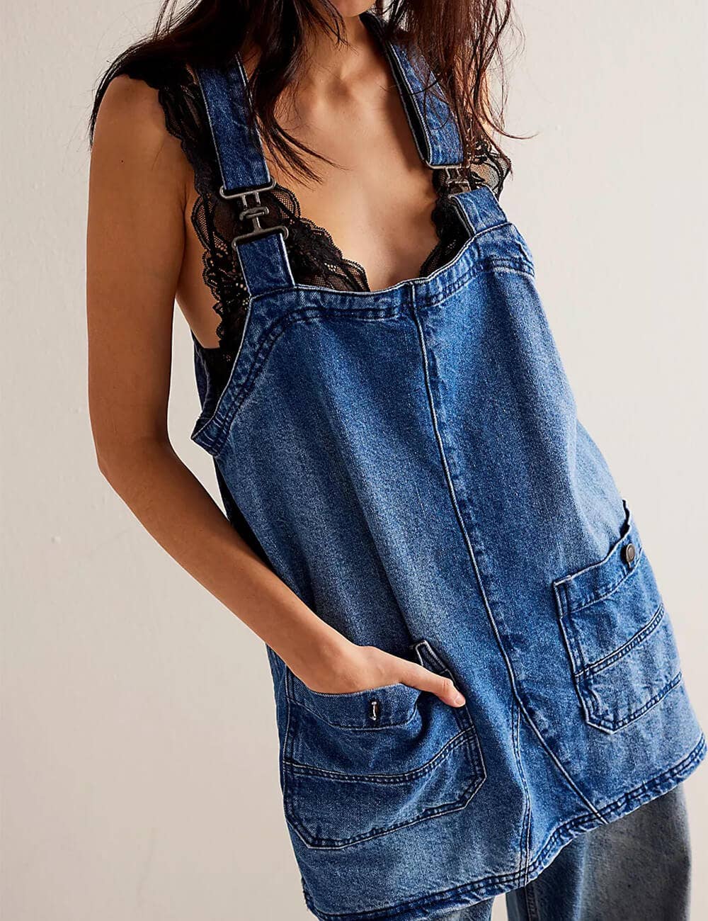 UrbanEase Denim Overall Mini Dress