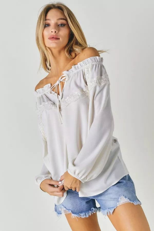 Lace Whisper Tie-Front Top