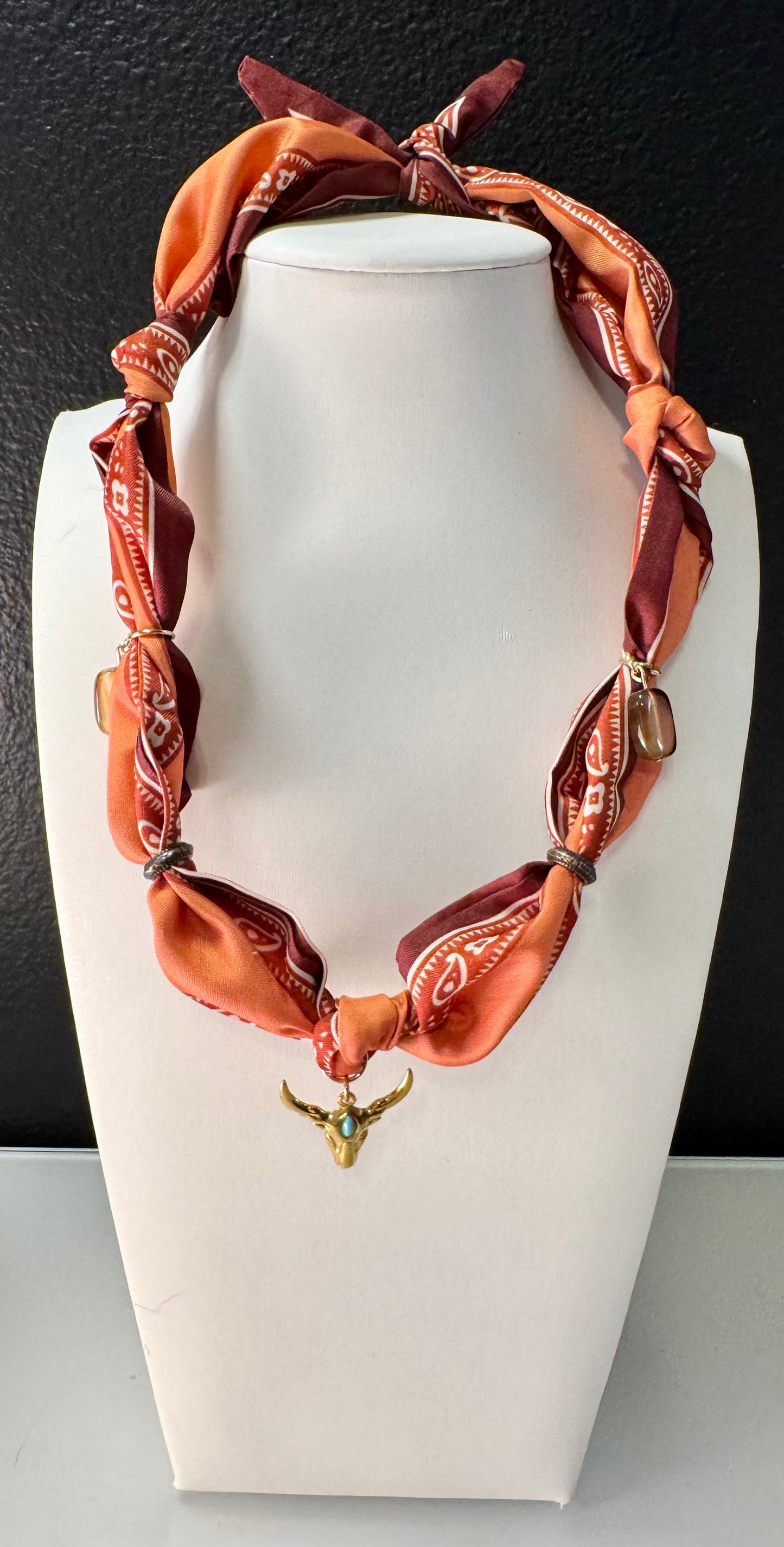 Rust Canyon Longhorn Scarf Charm Necklace