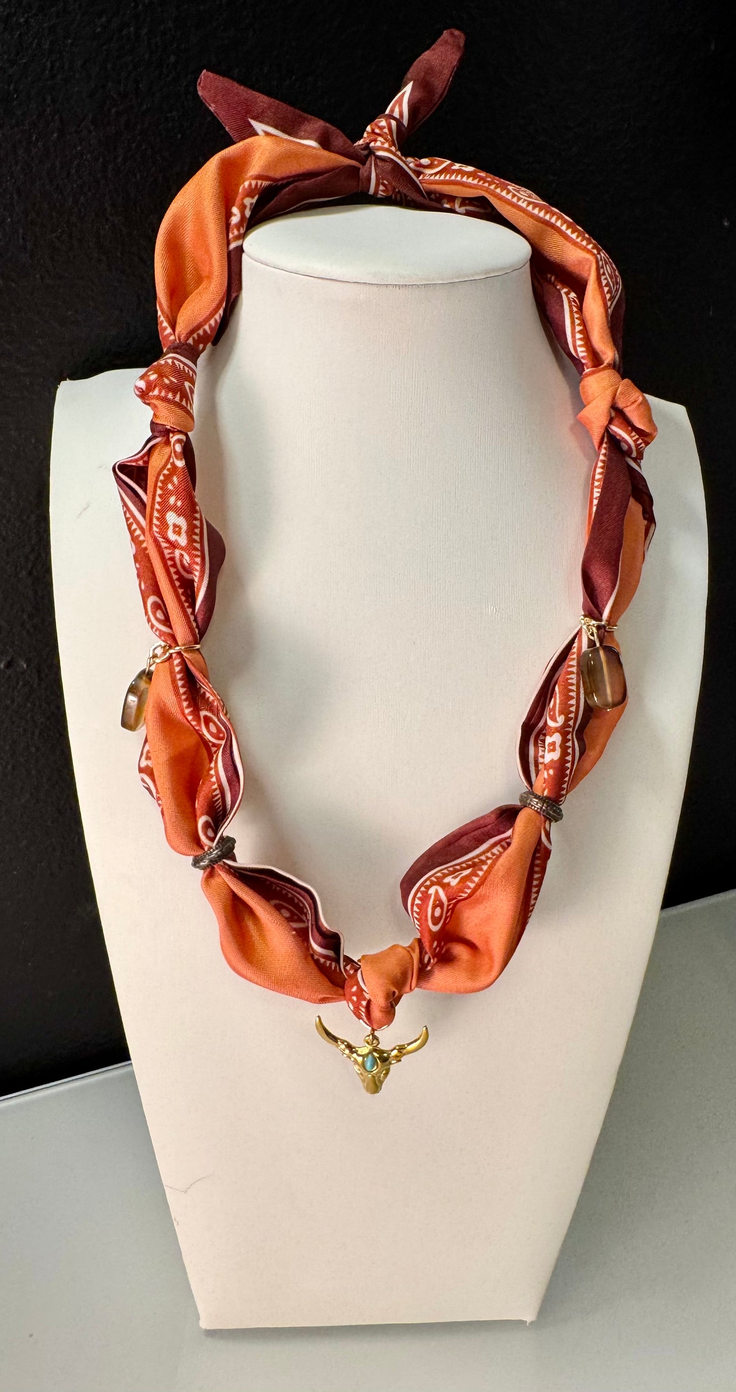 Rust Canyon Longhorn Scarf Charm Necklace