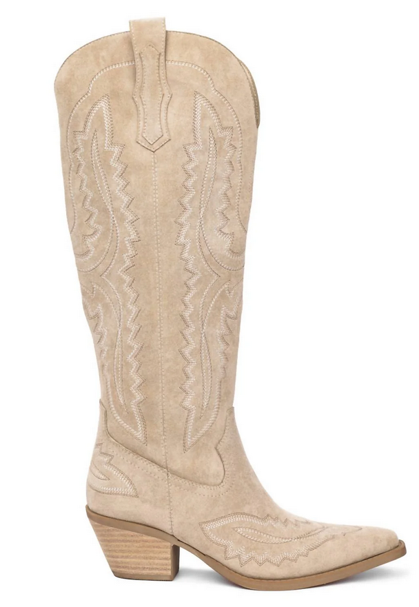 Tess Western Tall Boots – Beige