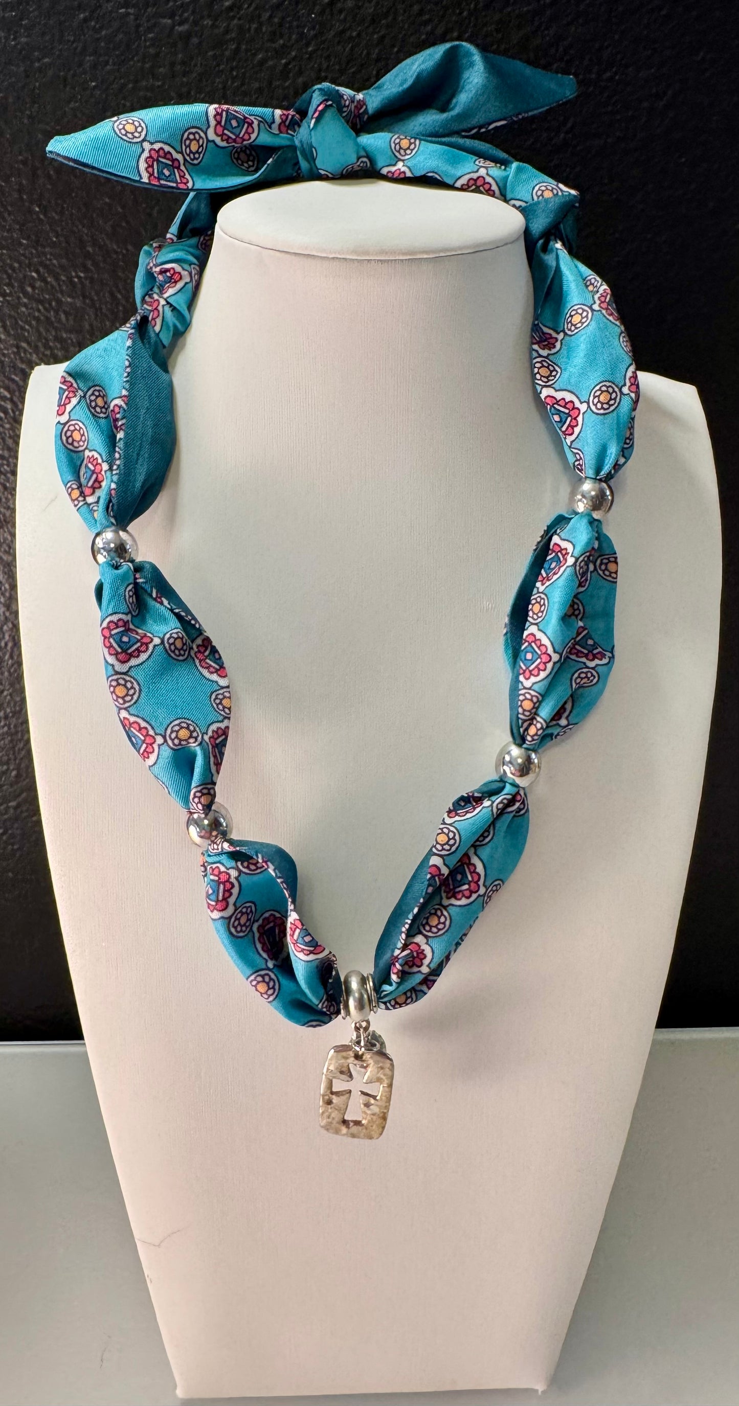 Turquoise Faith Scarf Charm Necklace