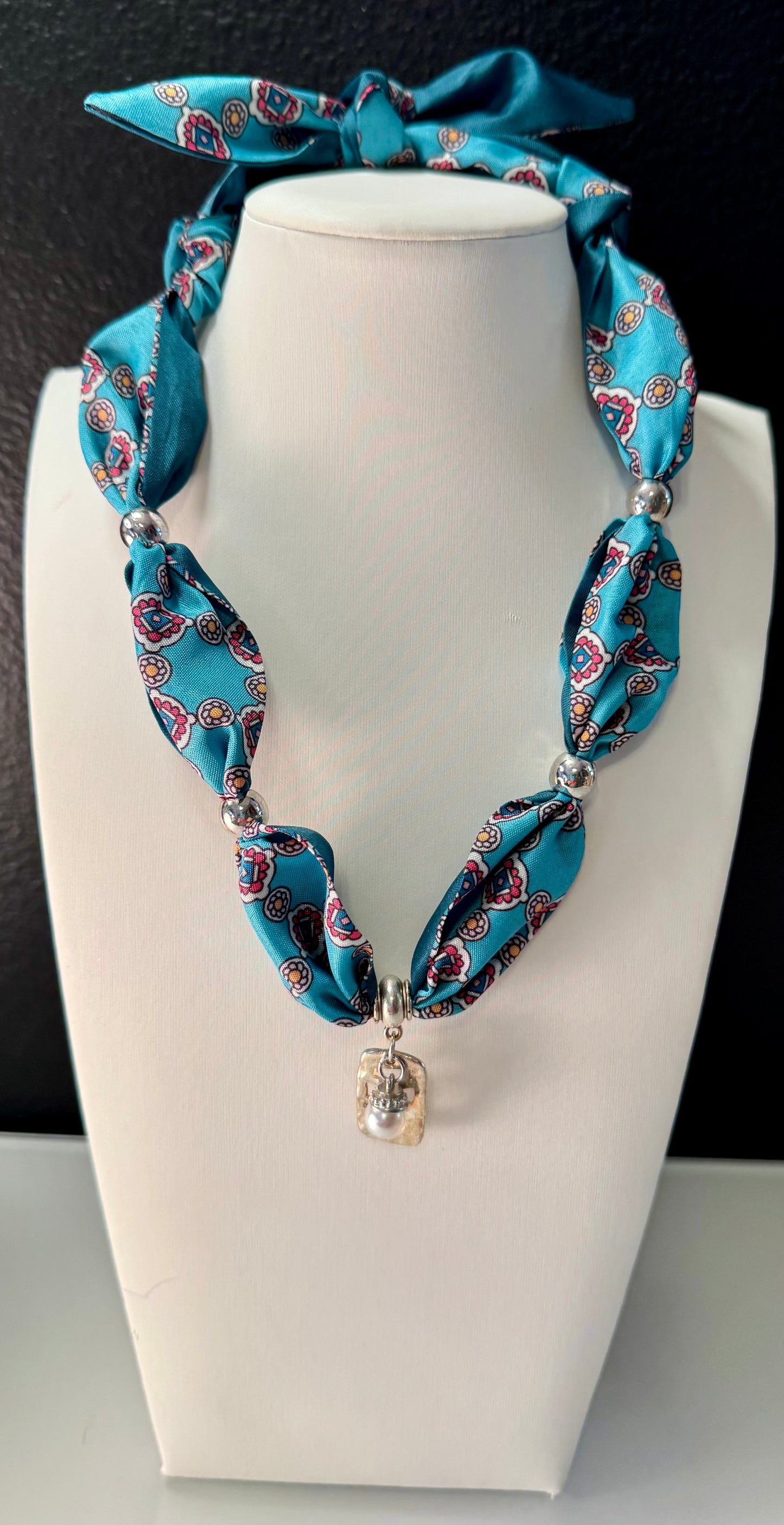 Turquoise Faith Scarf Charm Necklace