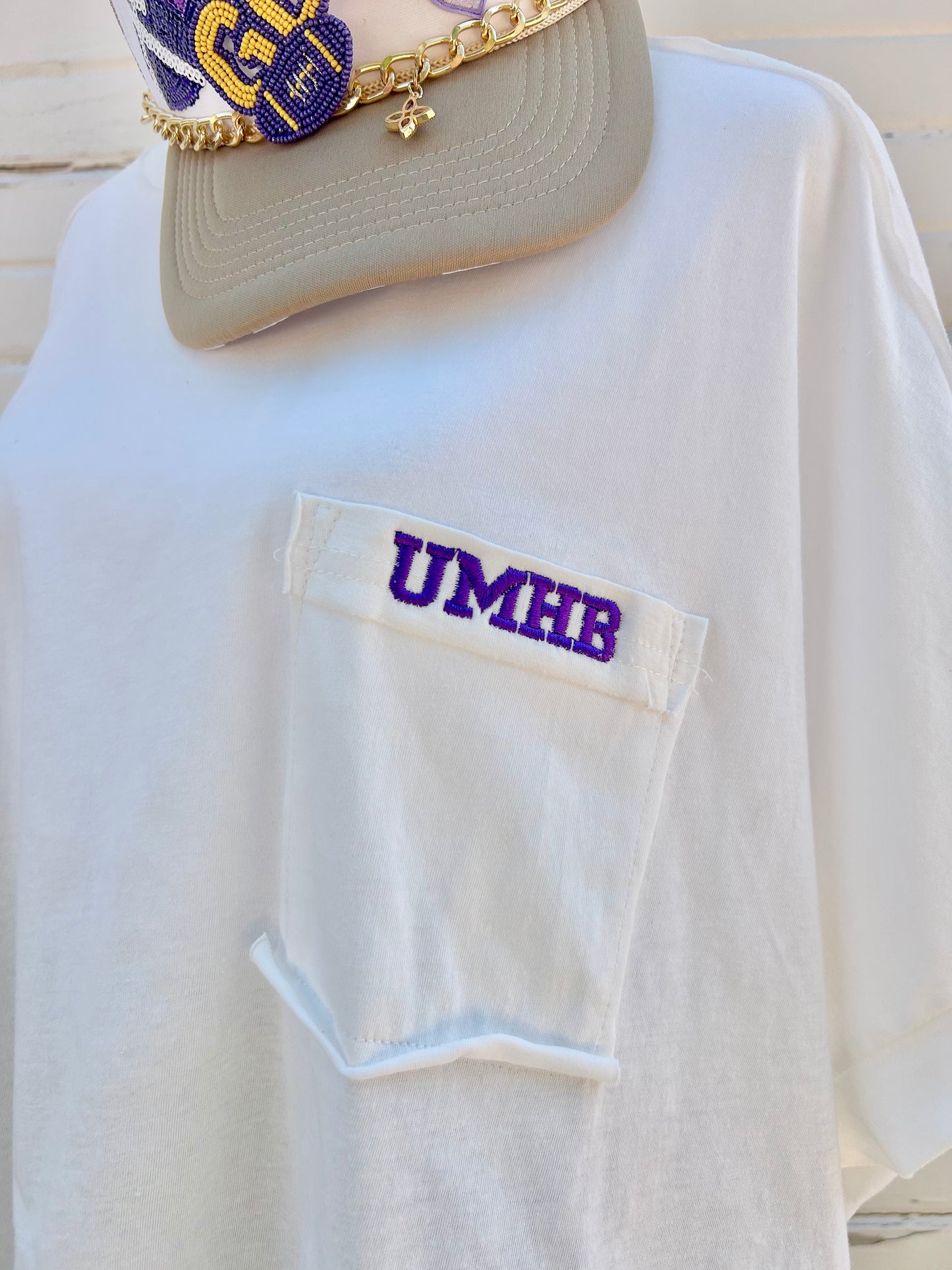 Off Duty Baby Tee – White (UMHB Embroidered)